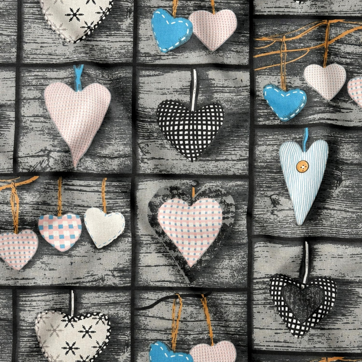 Bavlněná látka - vánoční patchwork, červená a hnědá