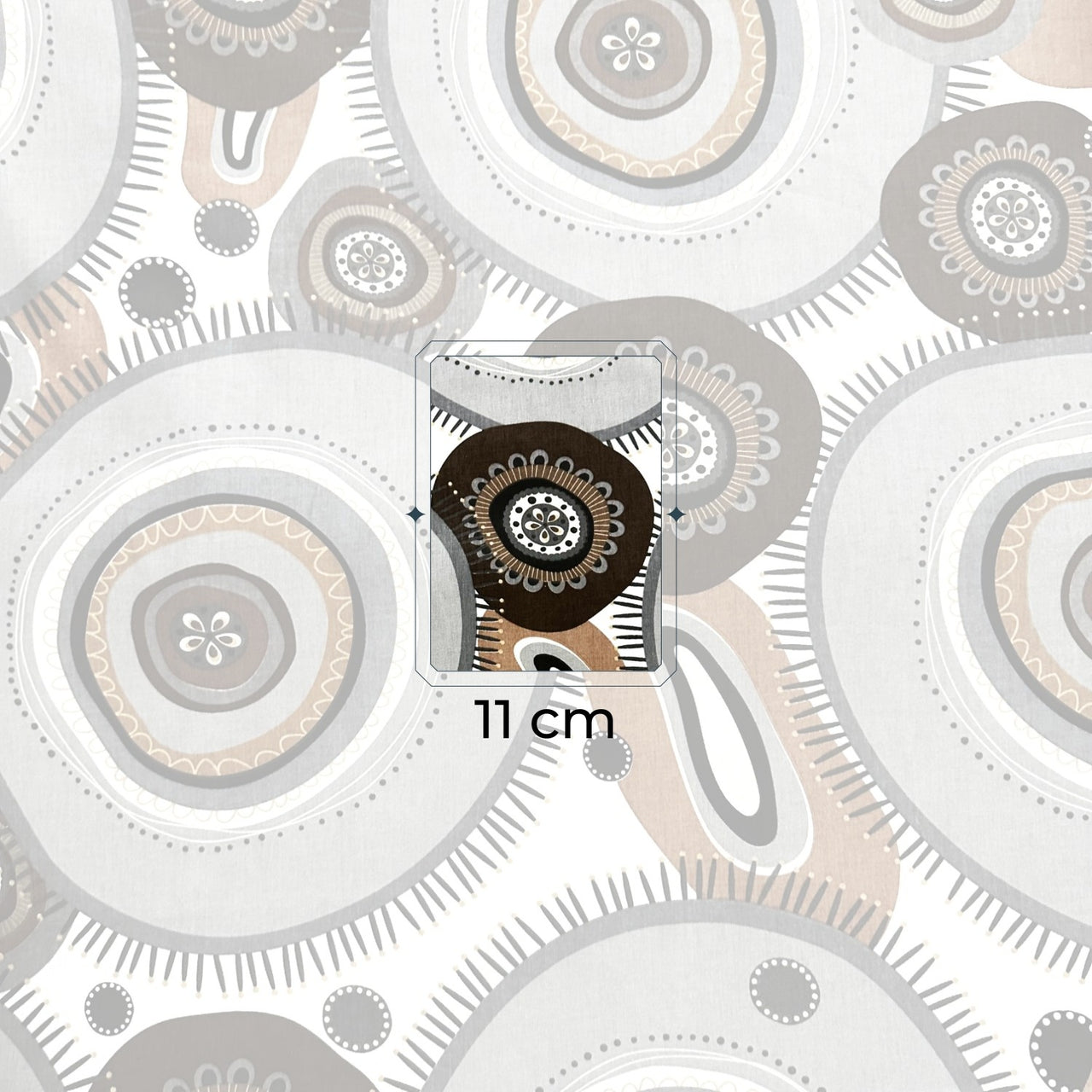Cotton Fabric - Brown BOHO wheels