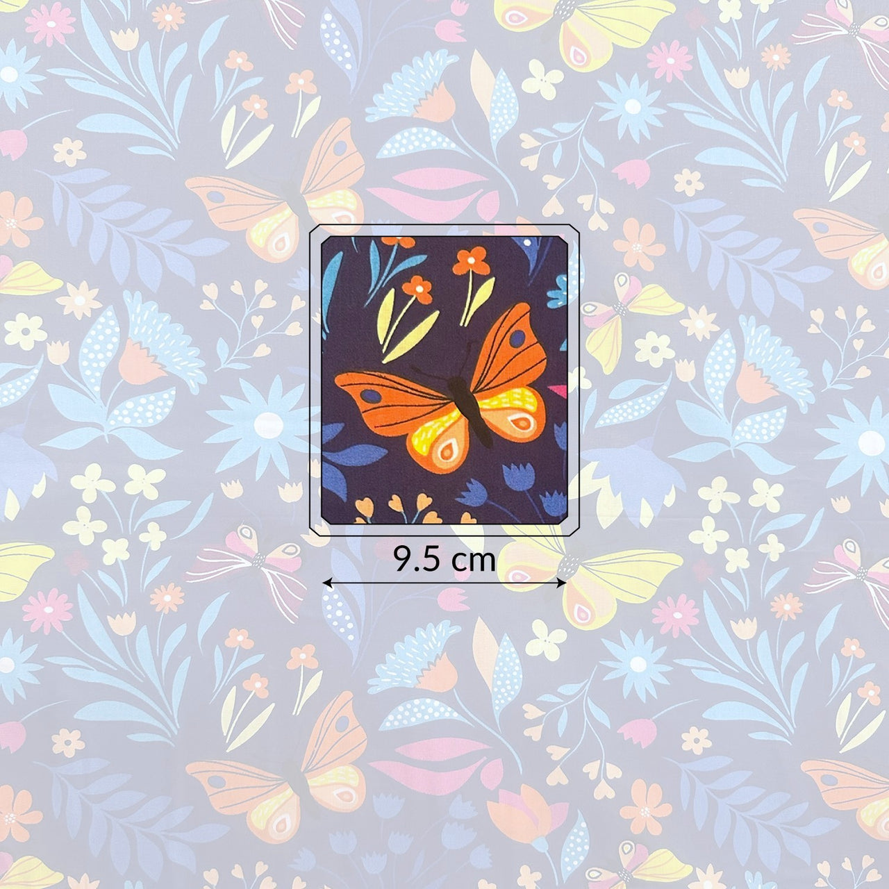 Cotton Fabric - Butterflies Garden Indigo