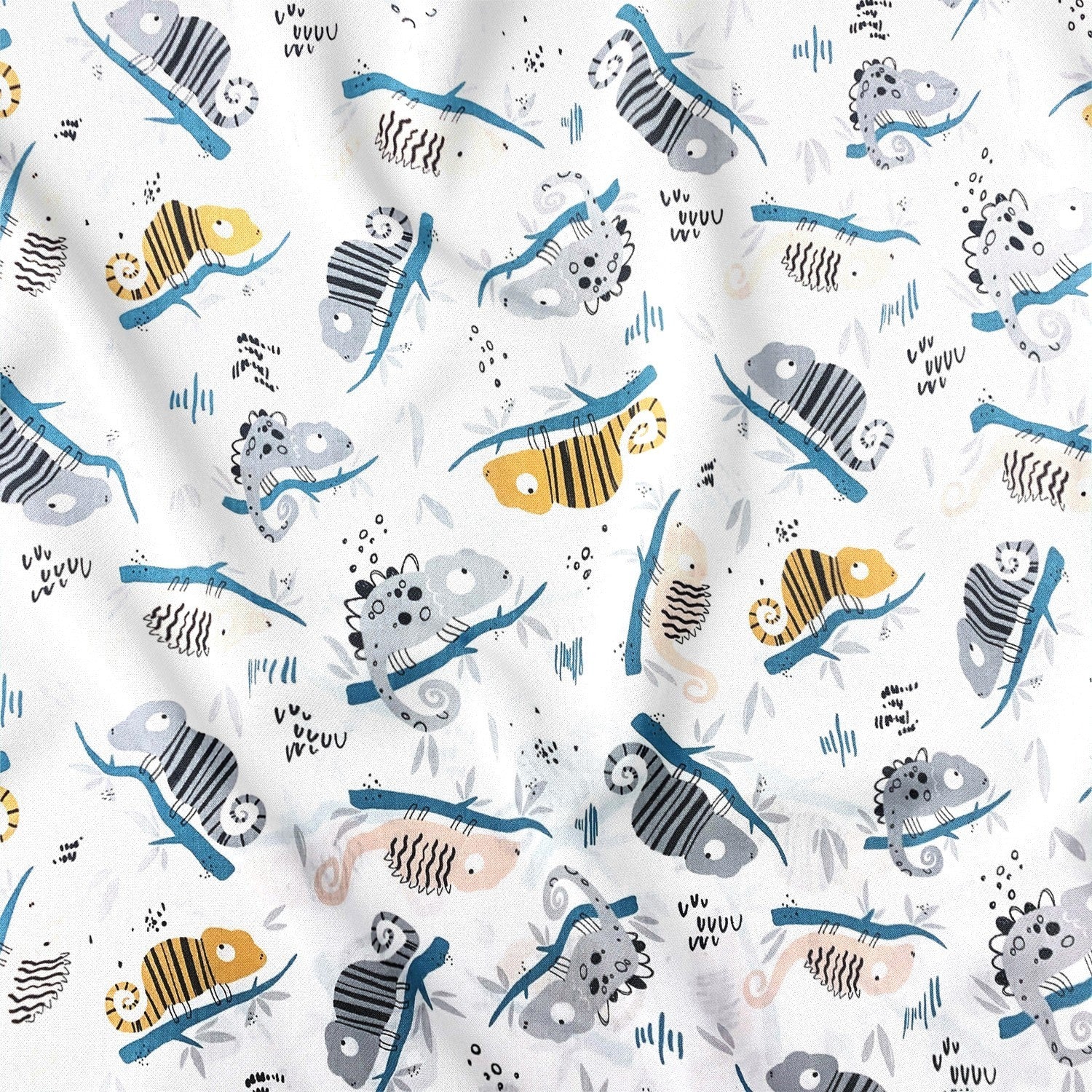 Cotton Fabric - Chameleon, Blue