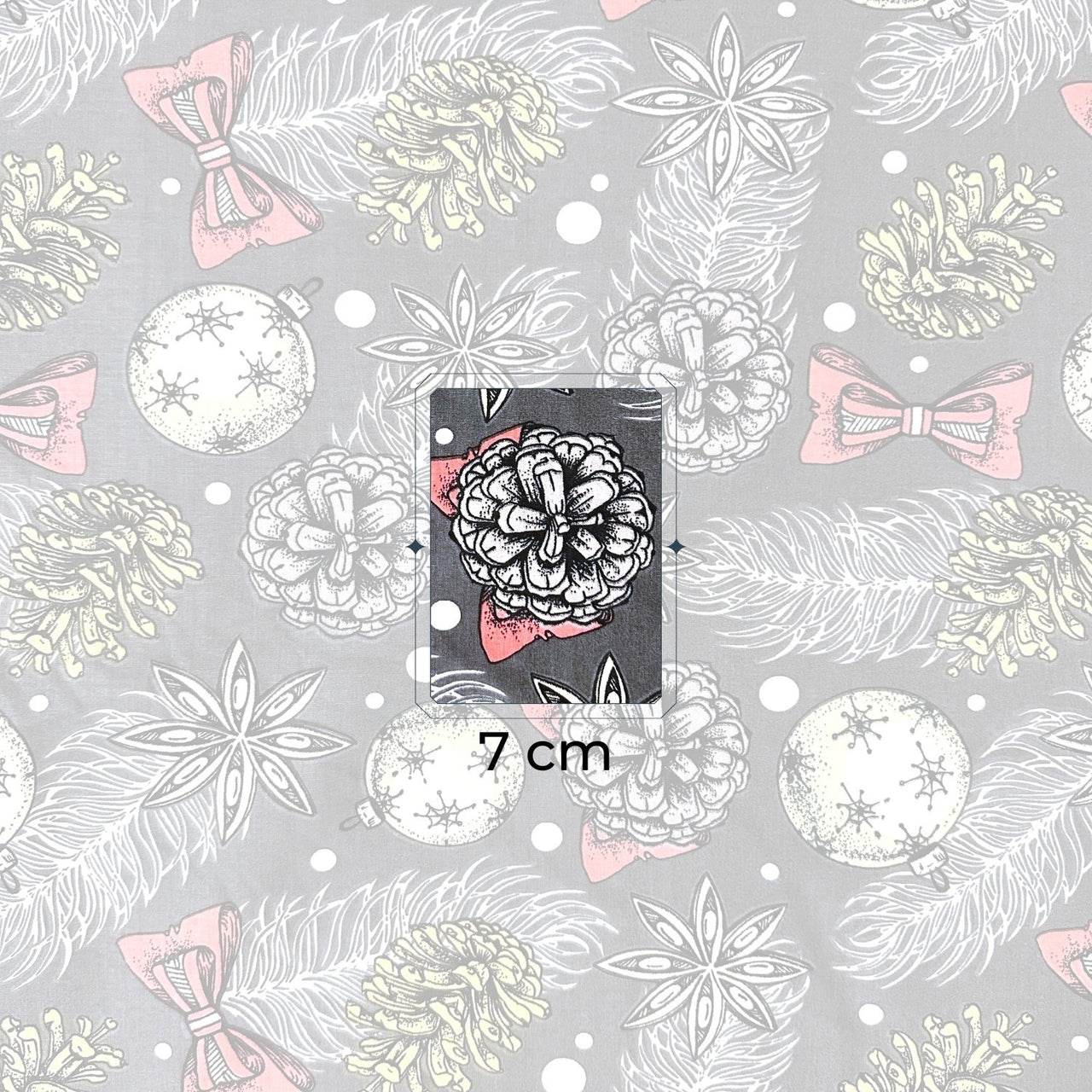 Cotton Fabric - Christmas Balls, Baw and cone