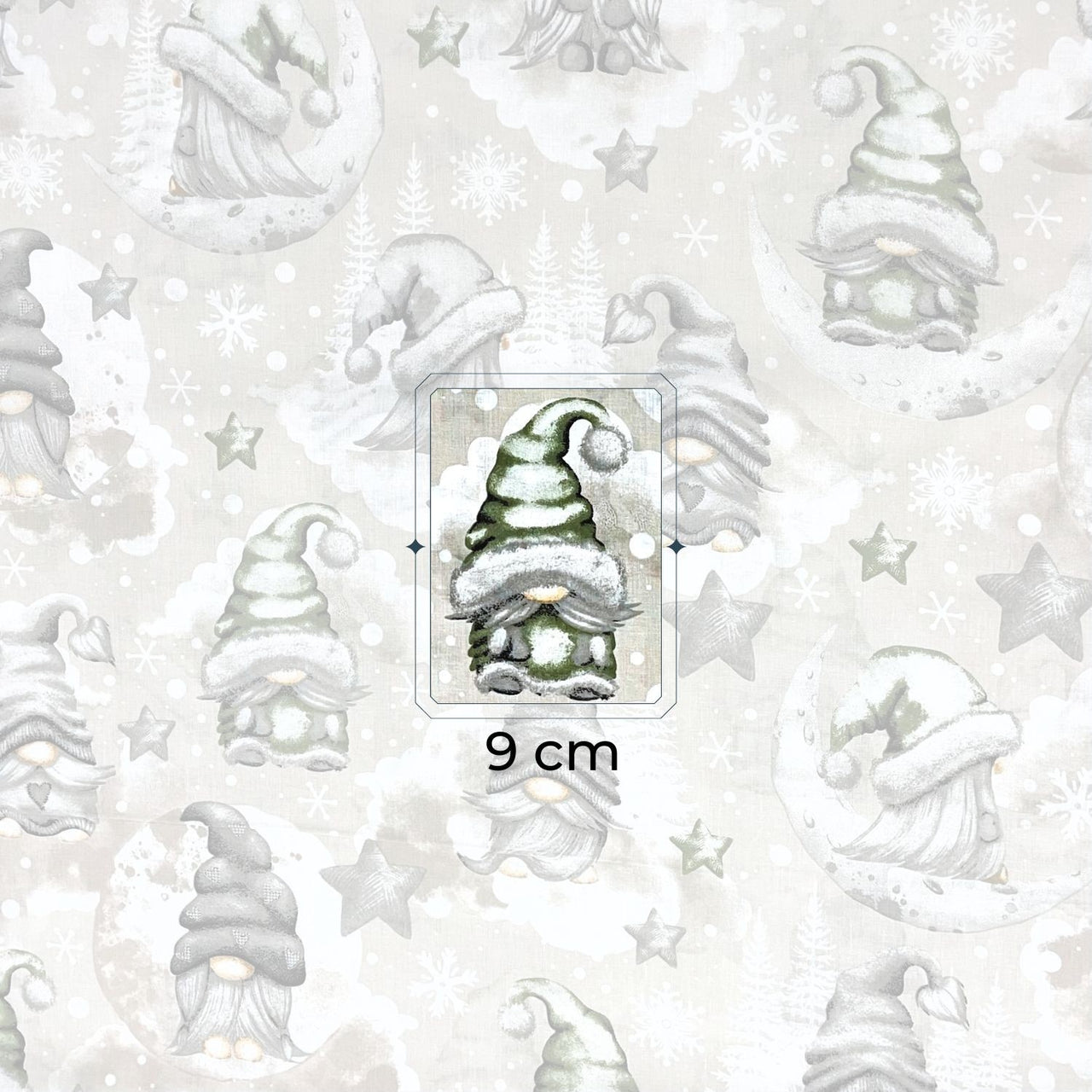 Cotton Fabric - Christmas Gnomes Green