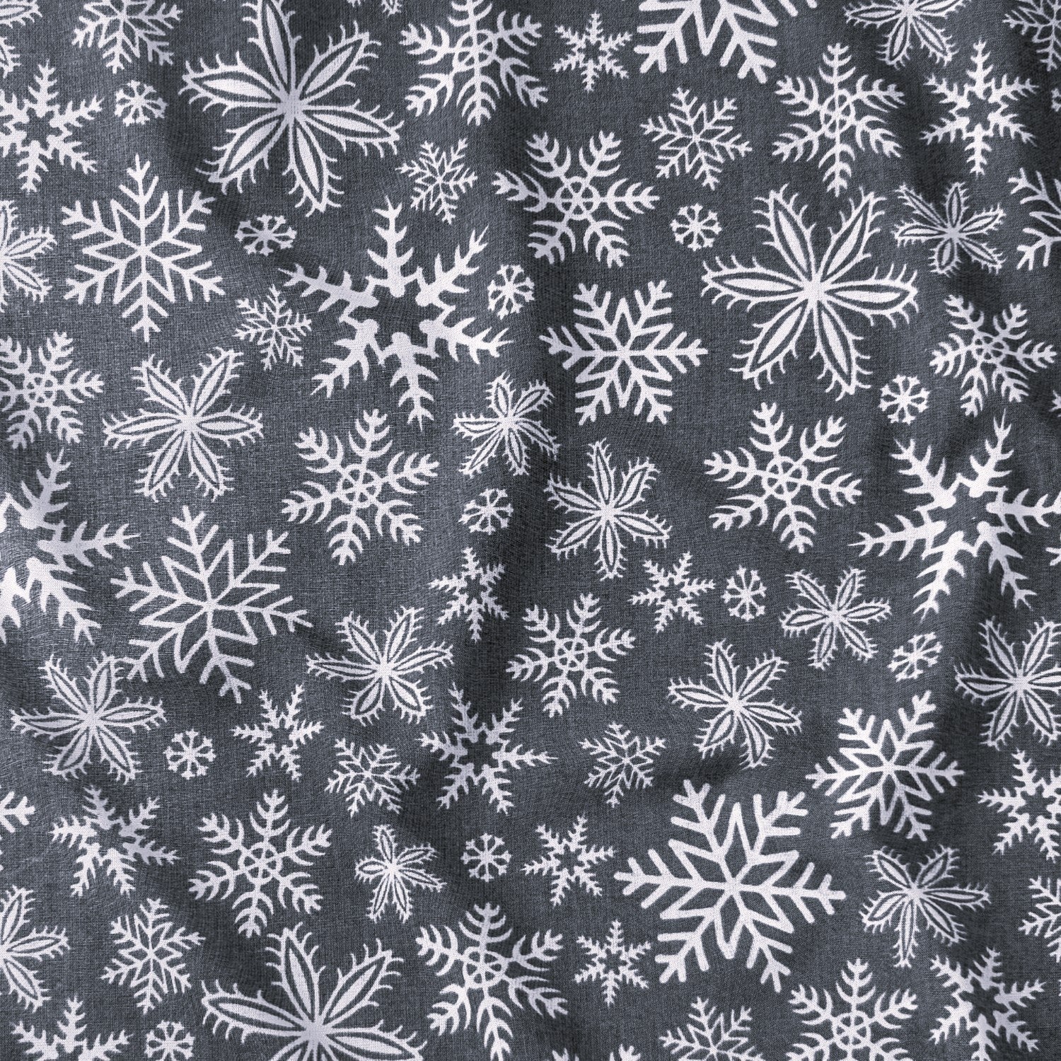 Cotton Fabric - Christmas Grey Snowflakes