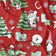 Bavlněná látka - vánoční sob a Santa Claus, červená