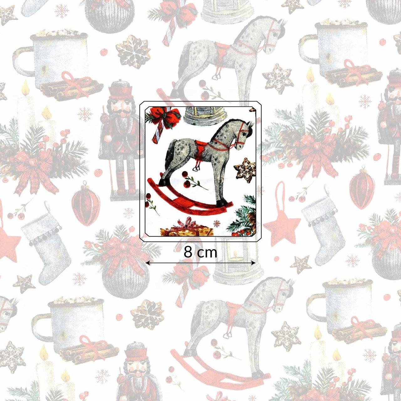 Cotton Fabric - Christmas rocking white