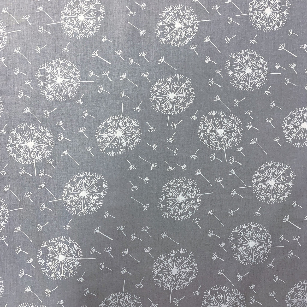 Cotton Fabric - Grey Dandelions