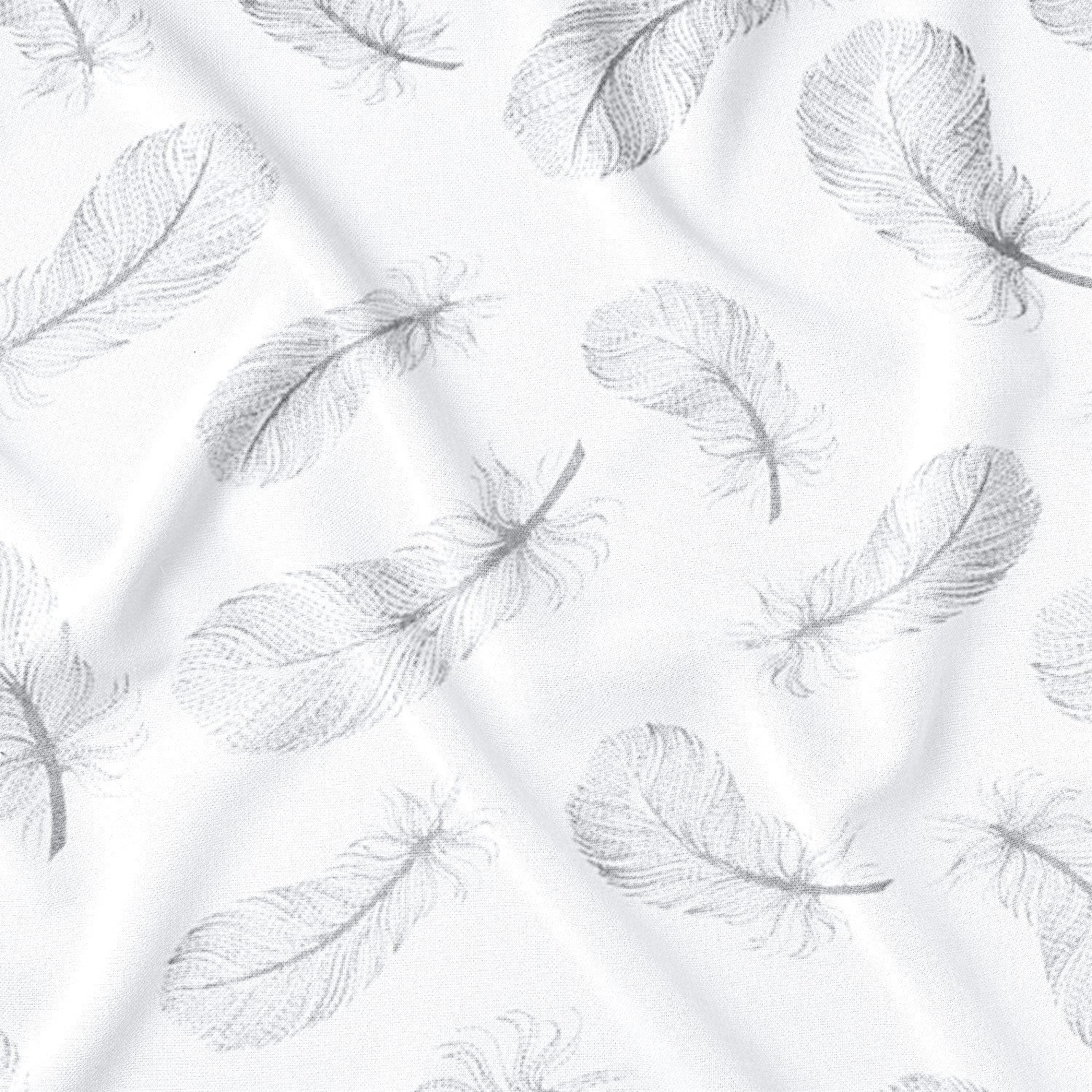 Cotton Fabric - Grey Feathers