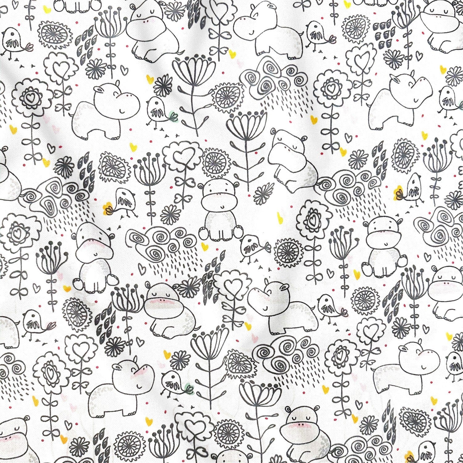Cotton Fabric - Hippo