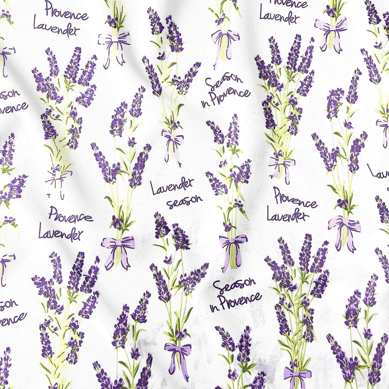 Cotton Fabric - Lavender Flowers on White