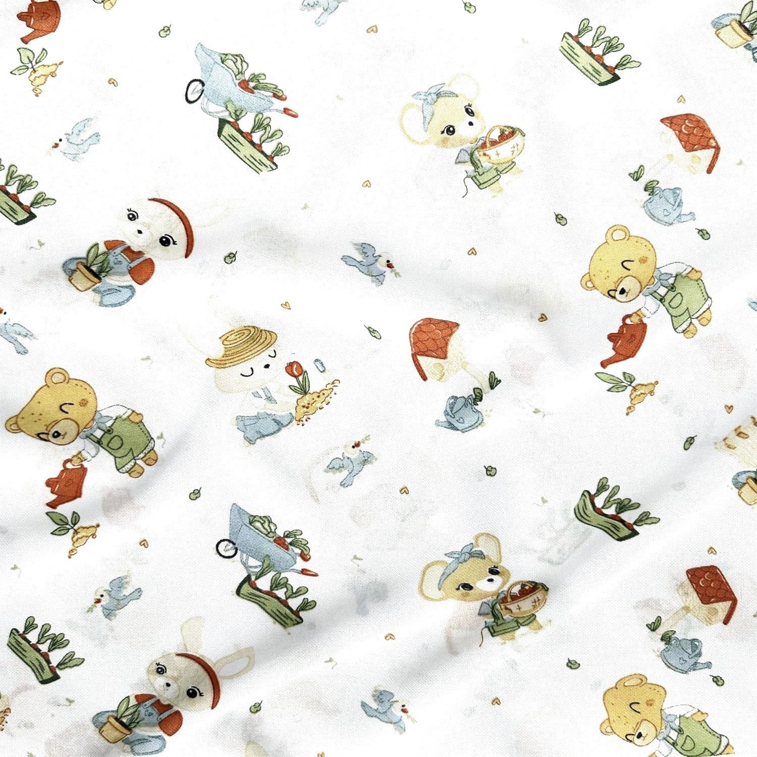 Cotton Fabric - Little Gardener Bear