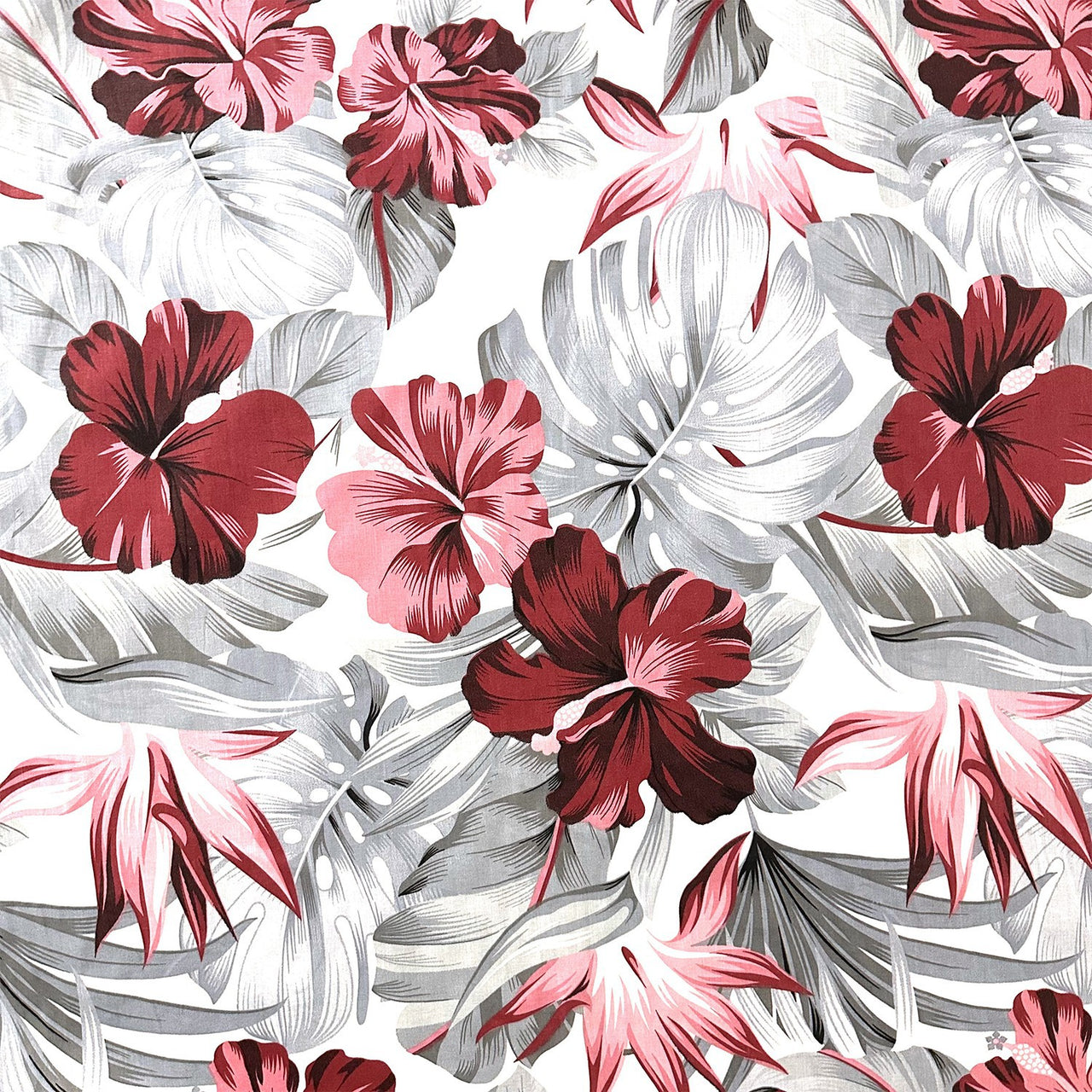 Cotton Fabric - Monstera light burgundy