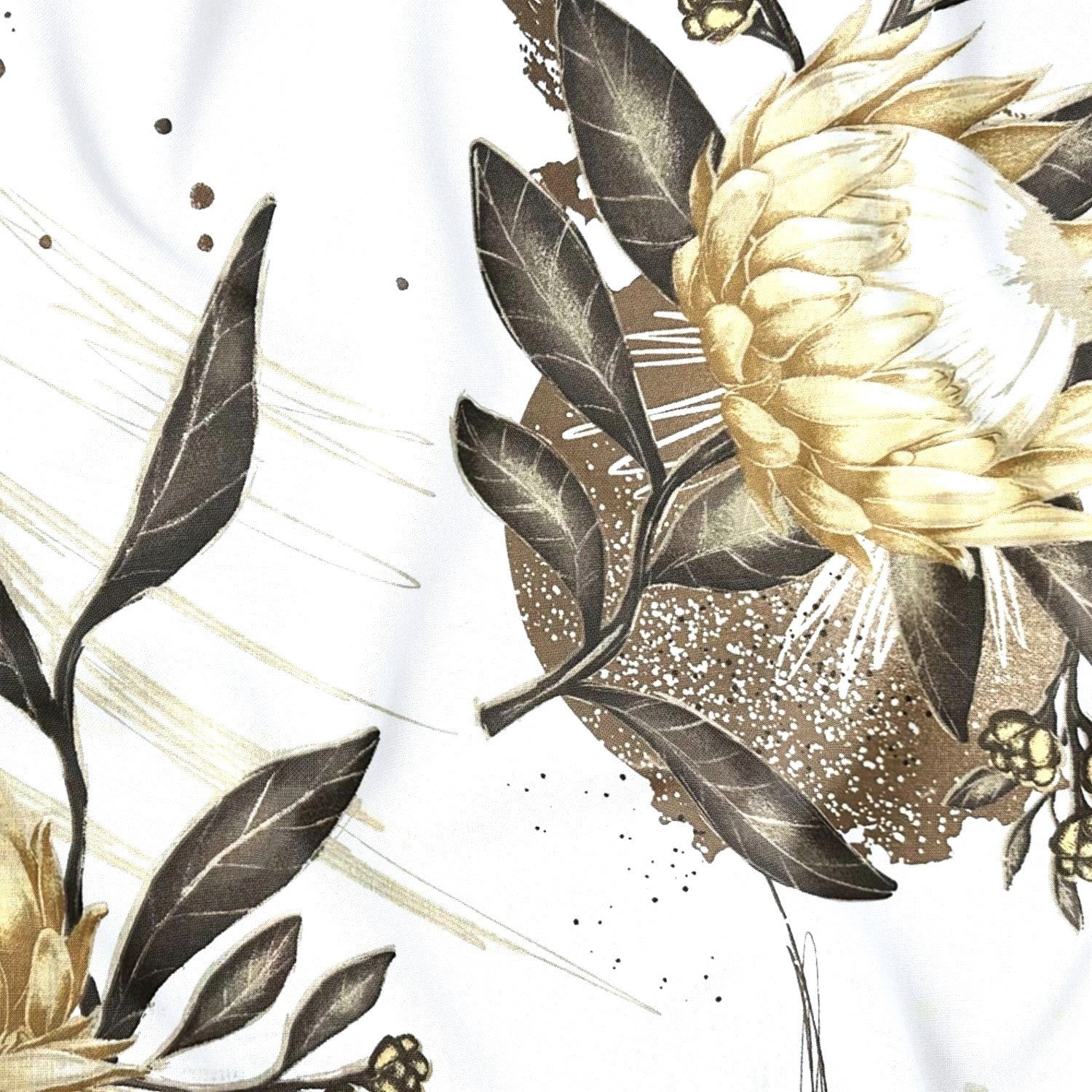 Cotton Fabric - Protea Flower, gold