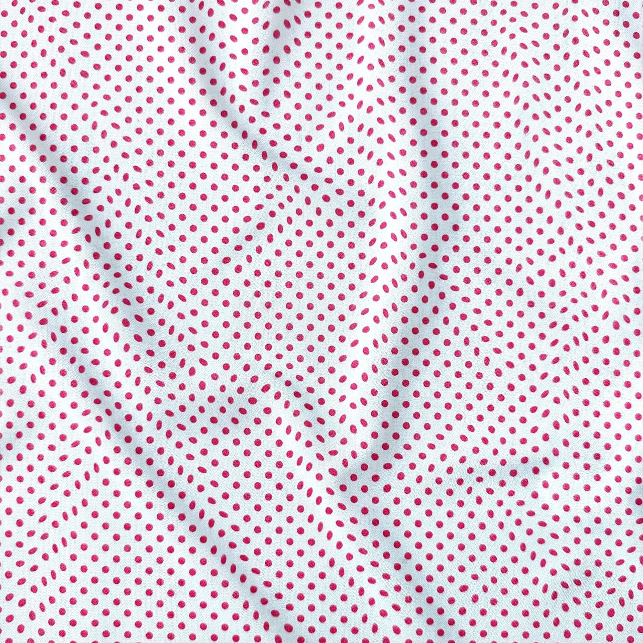 Cotton Fabric - Raspberry Dots on White 3 mm