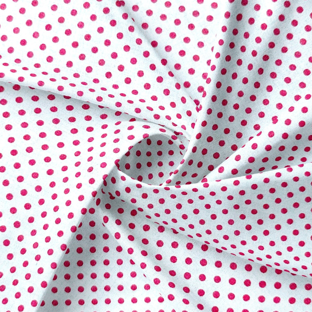 Cotton Fabric - Raspberry Dots on White 3 mm