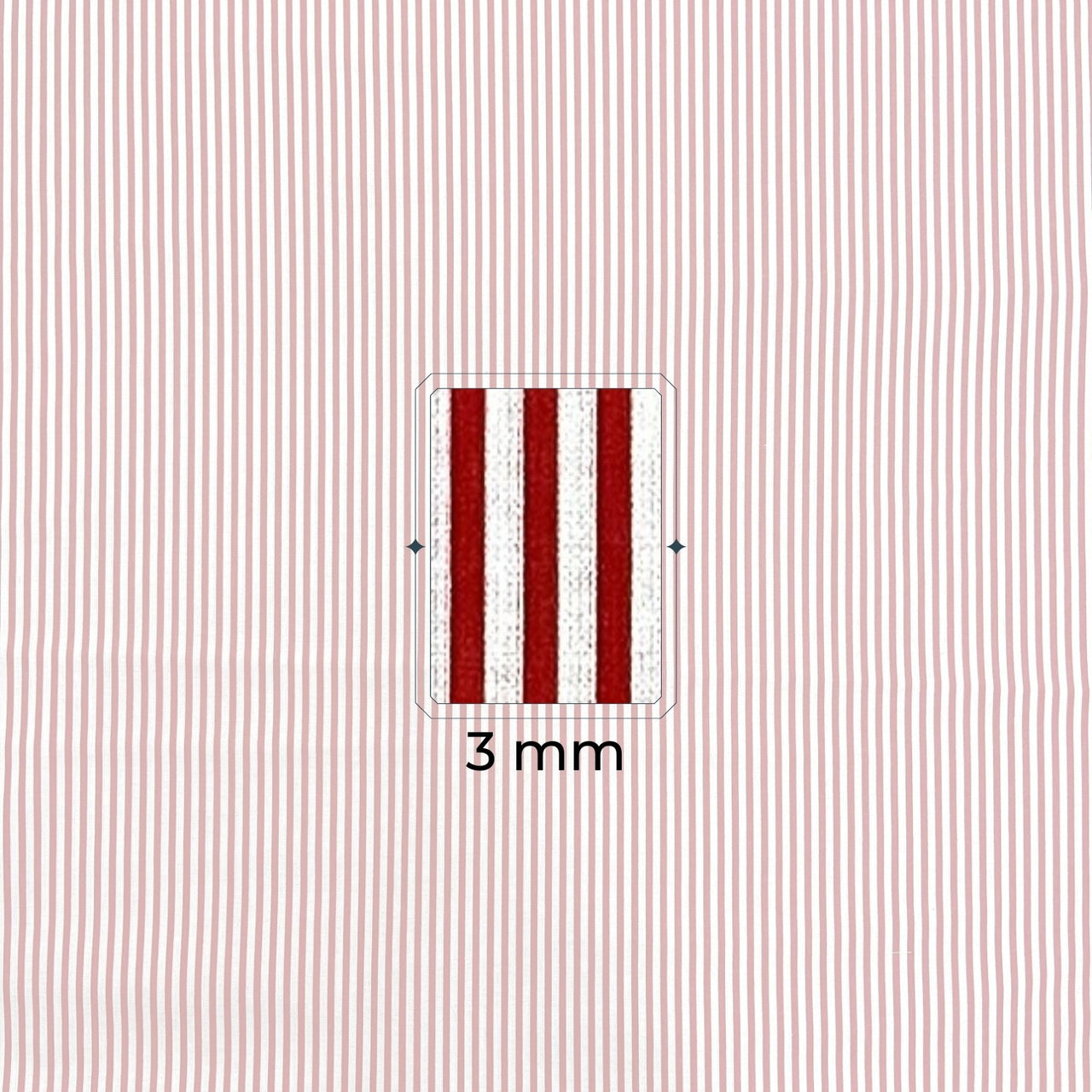 Cotton Fabric - Red Stripes 3 mm