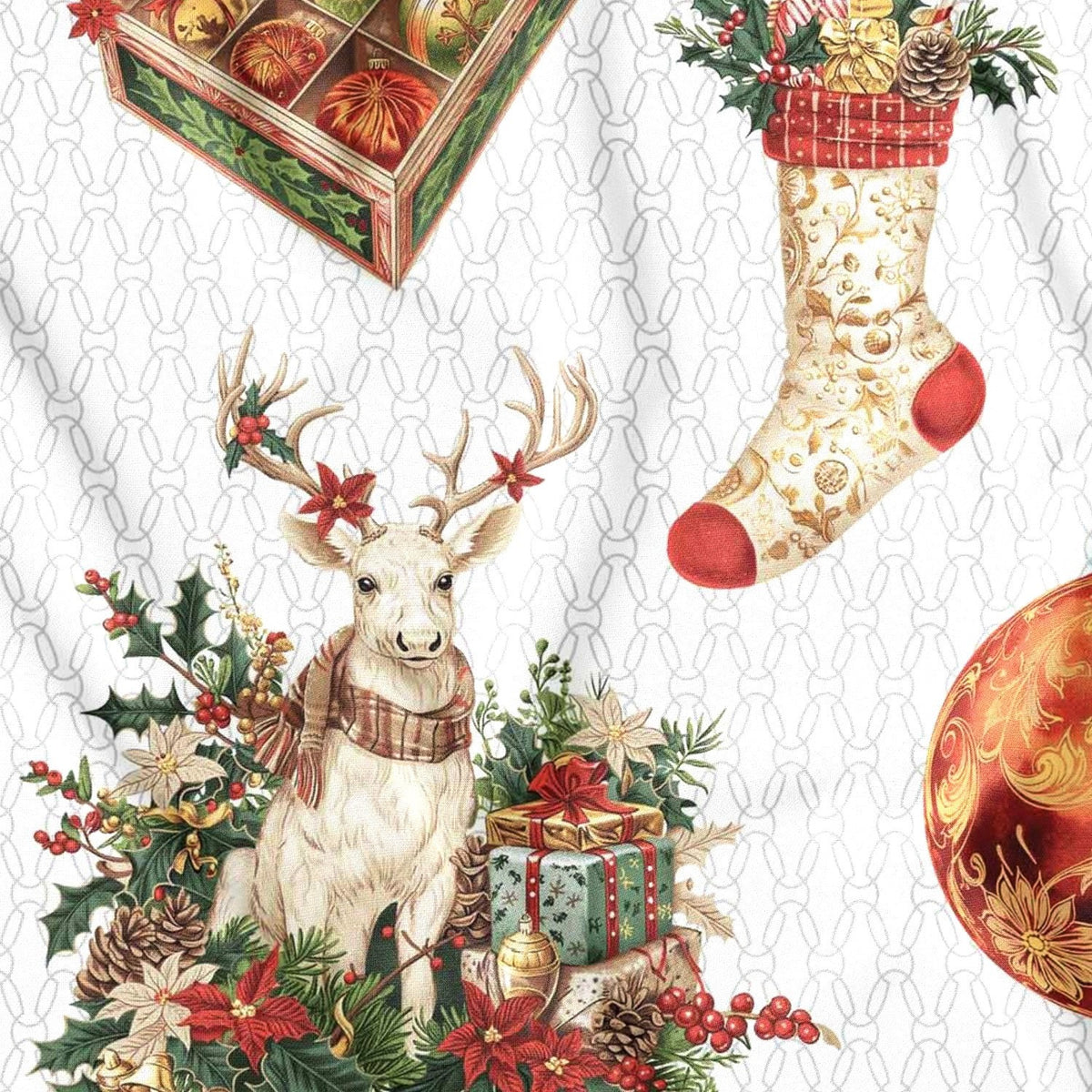 Cotton Fabric - Reindeer, Multicolored