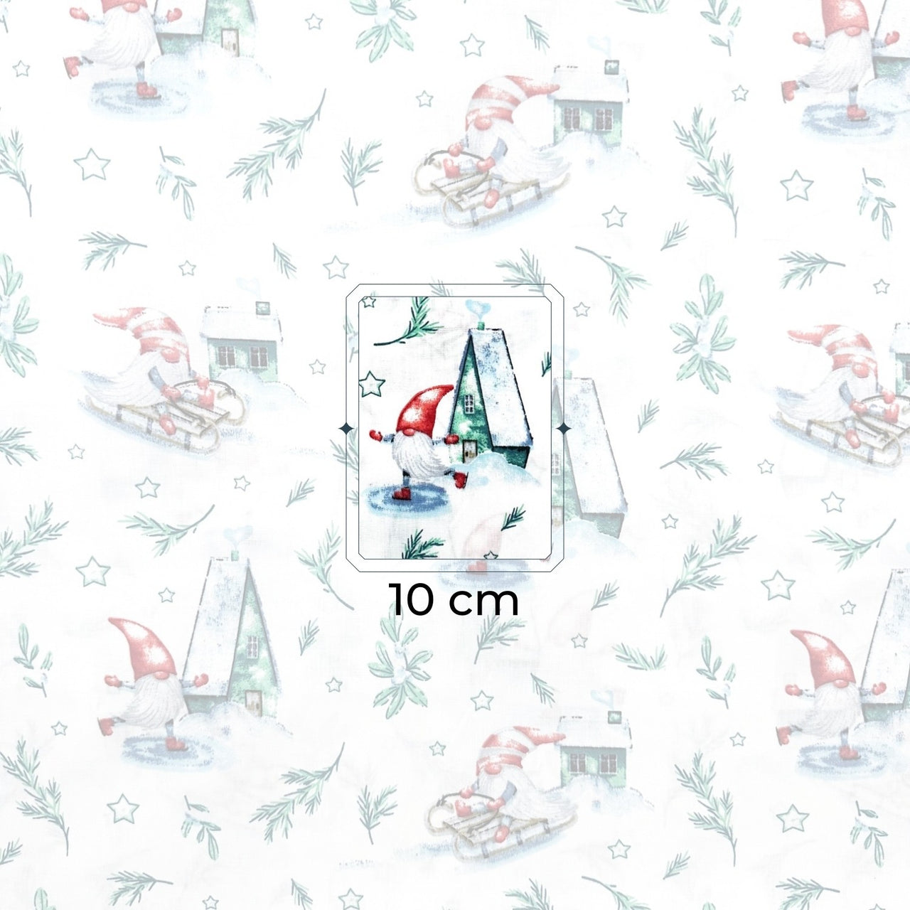 Cotton Fabric - Santa Claus on a sleigh