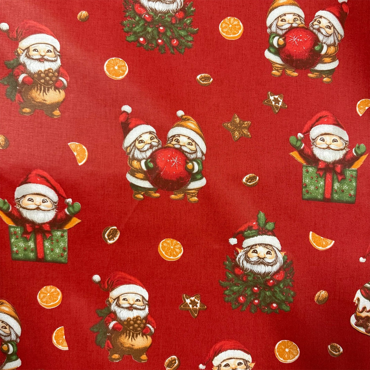 Cotton Fabric - Santa Claus orange and nut