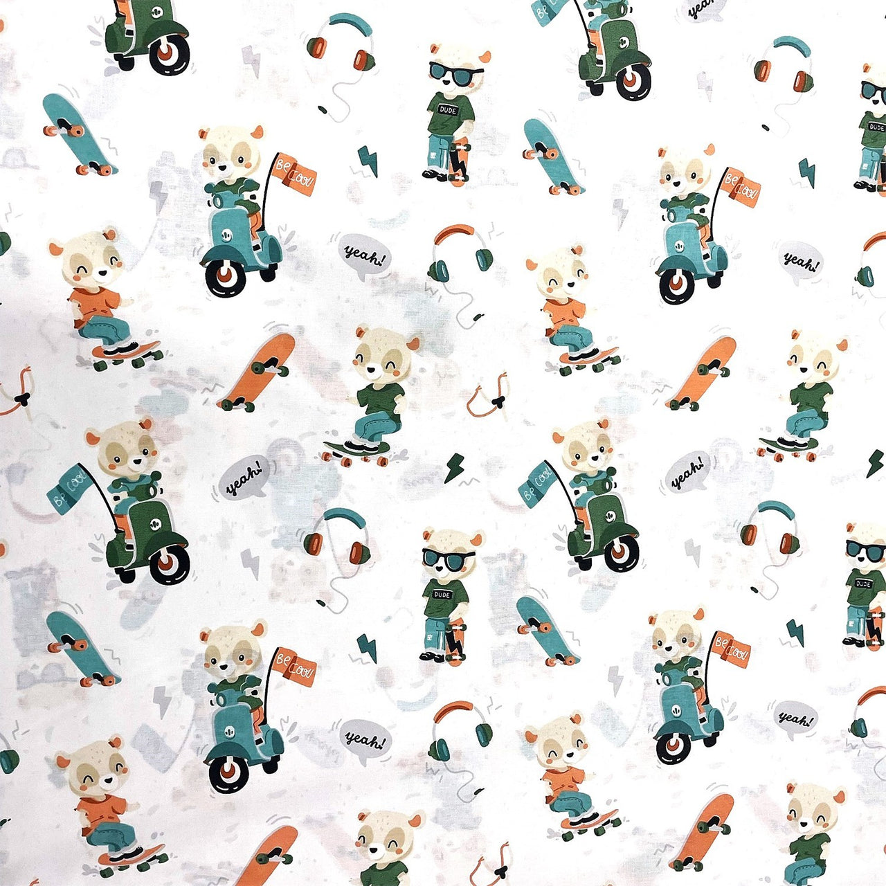 Cotton Fabric - Teddy Bear Skater