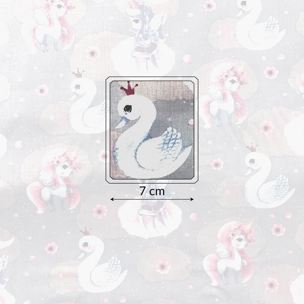 Cotton Fabric - Unicorns and Swans Grey