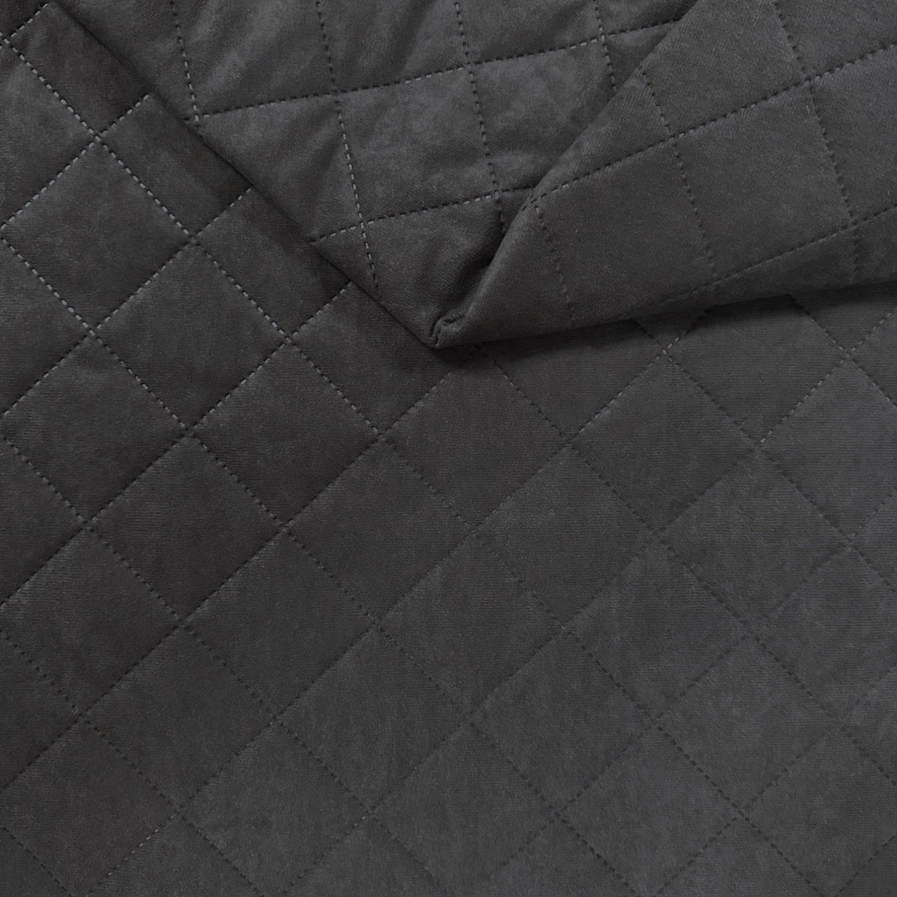 Upholstery Fabric Quilted Microfiber Diamond 5x5 - Dark Grey