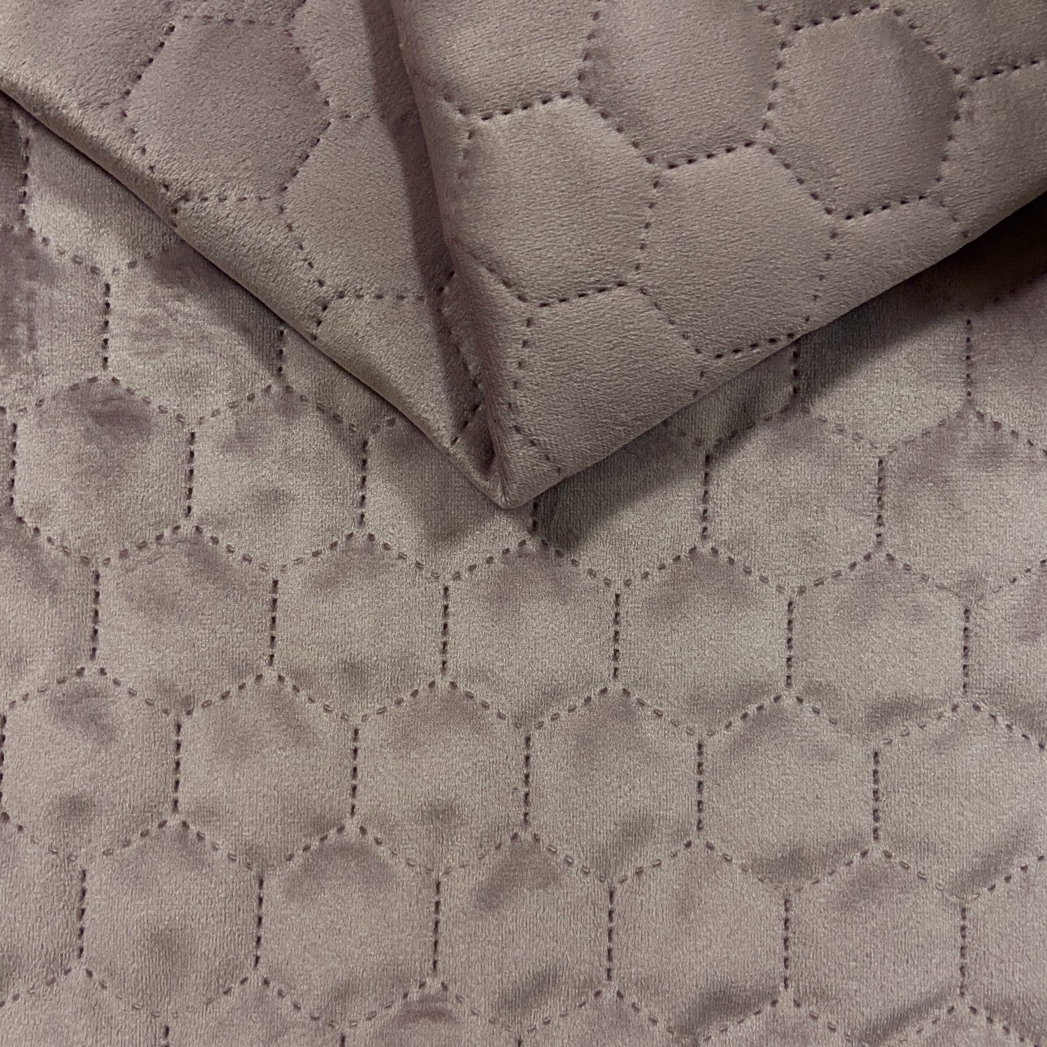 Upholstery Fabric Quilted Velour Hexagon - Dirty Pink