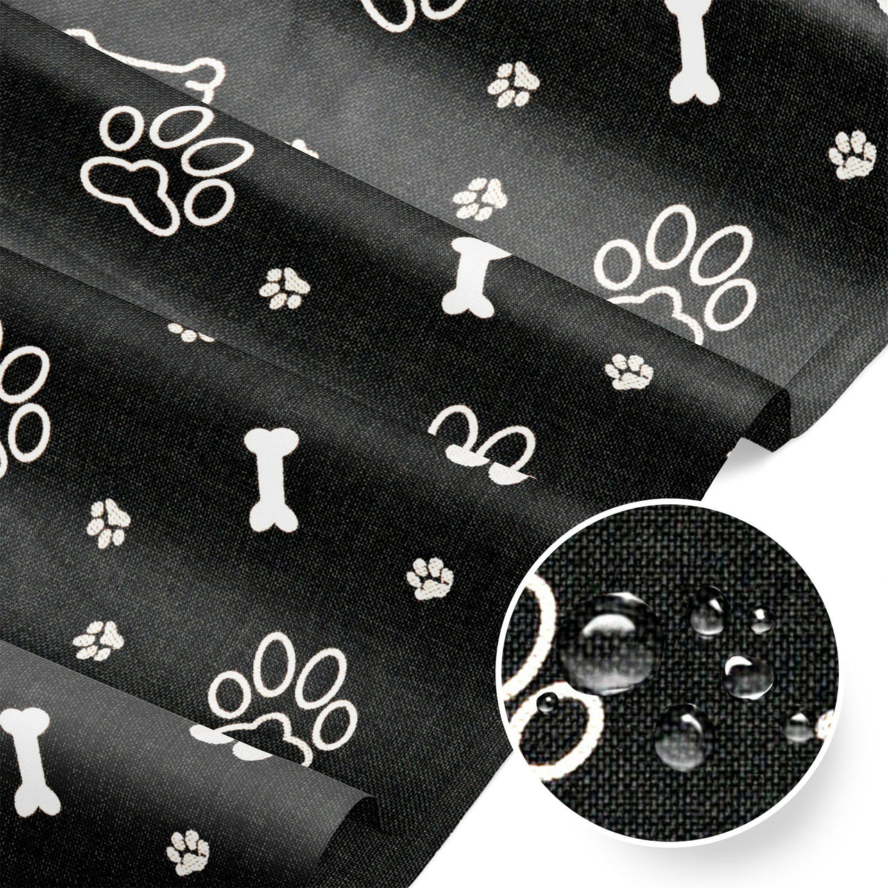 Water Resistant Fabric Oxford - Silver Bones and Paws